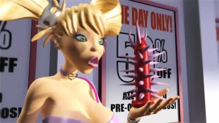 3DGSPOT - Hot Blonde Gets Her Throat Fucked By A Big Cock While Shopping A Dildo! 3D ANIMATION!