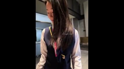 Beautiful Chinese stewardess meet up and fuck after arrival