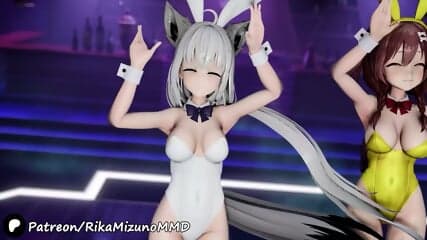 Bass Knight Dance And Sex - Kosaka Wakamo Amau Ako, Ajitani Hifumi, Izayoi Nonomi - Blue Archive MMD R-18 R18