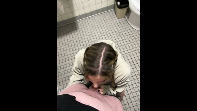 Blonde Slut Gets Railed in Public Campsite Bathroom