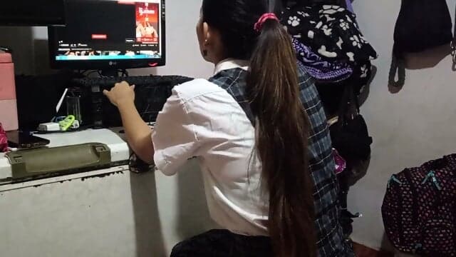 My Schoolgirl Sneaks Into Someone Else's Room And Wraps Up The Sex-ed Session Nicely With A Blowjob