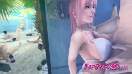 Sexy Honoka with Huge Bouncing Boobs Sucking and Rides on a Big Cock