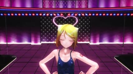 Kagamine Rin strips on stage - by Medama MMD