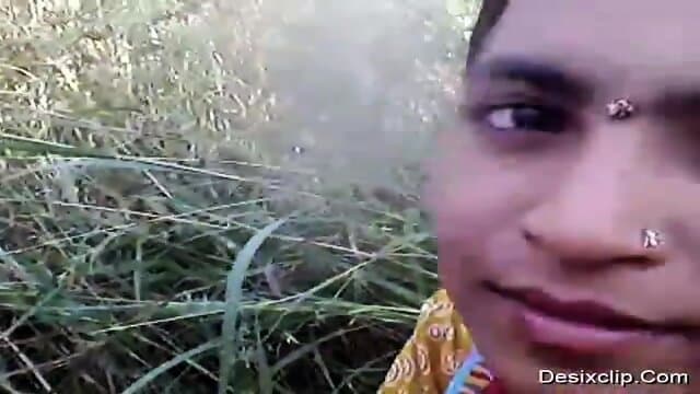 Indian village woman cheating husband and man fucking in outdoor at field
