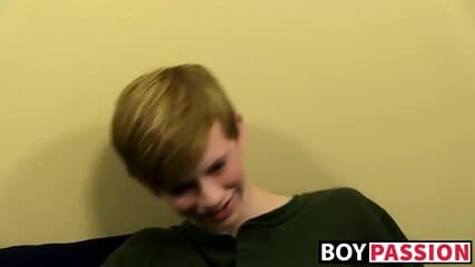 Innocent Elijah plays with a toy and cums right in his mouth