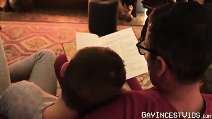 Smooth stepson fucked hard bareback by sexy mustache stepdad
